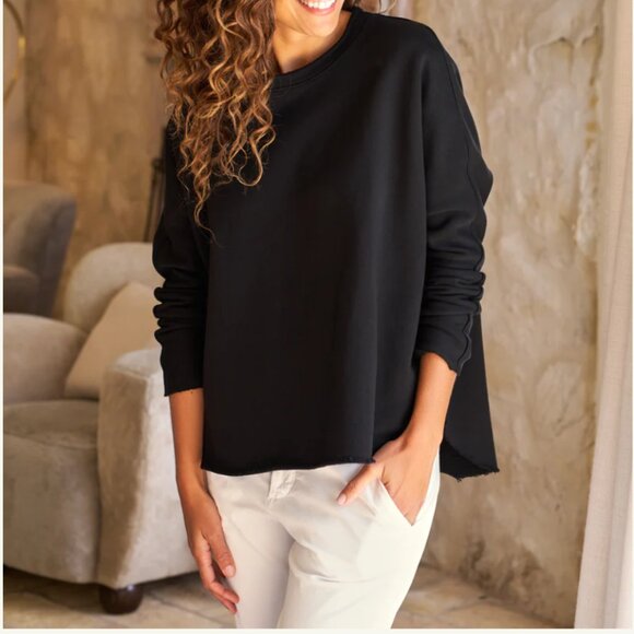 Frank & Eileen NWOT Anna Long-Sleeve Capelet Triple Fleece Black - small - Picture 1 of 9